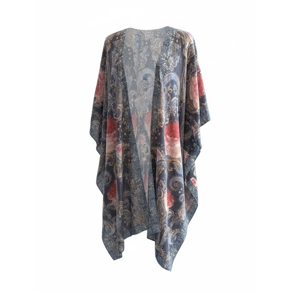 Classic Sweaters - J&C Sunny Boho Floral Paisley Kimono Cardigan One Size Sheer festival‎ beach
